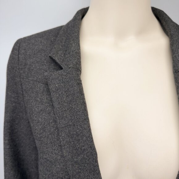 JUDITH & CHARLES Wool Longline Single-Button Contemporary Gray Blazer Jacket 4 - Picture 4 of 9